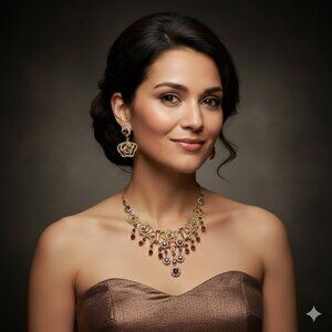 Topaz Rose Rhinestone Necklace Set